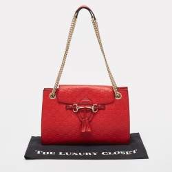 Gucci Red Guccissima Leather Emily Chain Shoulder Bag