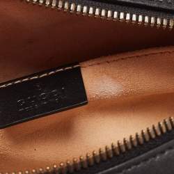 Pre Owned Gucci Black Matelassé Leather GG Marmont Belt Bag