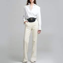 Pre Owned Gucci Black Matelassé Leather GG Marmont Belt Bag