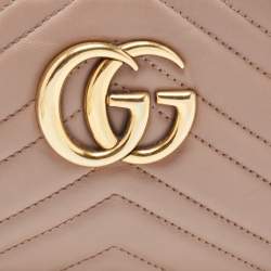 Pre Owned حقيبة كاميرا كروس غوتشي جي جي مارمونت جلد بيج ماتيلاس صغيرة