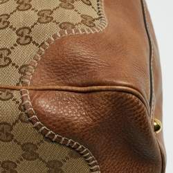 Pre Owned Gucci Beige/Brown GG Canvas and Leather Large New Pelham Shoulder Bag