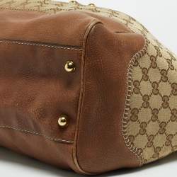 Pre Owned Gucci Beige/Brown GG Canvas and Leather Large New Pelham Shoulder Bag