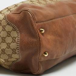 Pre Owned Gucci Beige/Brown GG Canvas and Leather Large New Pelham Shoulder Bag