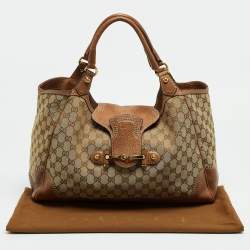 Pre Owned Gucci Beige/Brown GG Canvas and Leather Large New Pelham Shoulder Bag