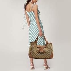 Pre Owned Gucci Beige/Brown GG Canvas and Leather Large New Pelham Shoulder Bag