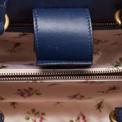 Pre Owned Gucci Blue Matelassé Denim and Leather Small GG Marmont Tote