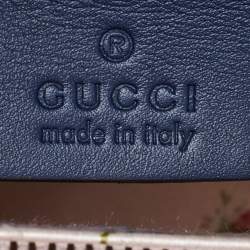 Pre Owned Gucci Blue Matelassé Denim and Leather Small GG Marmont Tote