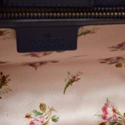 Pre Owned Gucci Blue Matelassé Denim and Leather Small GG Marmont Tote