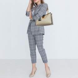 Pre Owned Gucci Beige/Black GG Supreme Canvas and Leather Medium Padlock Tote