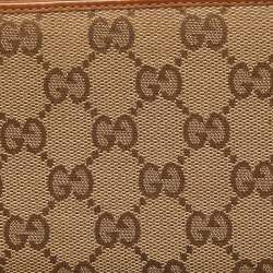 Gucci Beige GG Canvas and Leather Tassel Zip Around Wallet
