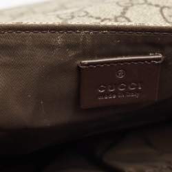 Pre Owned Gucci Beige/Black GG Supreme Canvas and Leather Diaper Messenger Bag