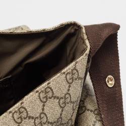 Pre Owned Gucci Beige/Black GG Supreme Canvas and Leather Diaper Messenger Bag
