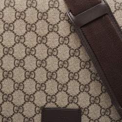 Pre Owned Gucci Beige/Black GG Supreme Canvas and Leather Diaper Messenger Bag