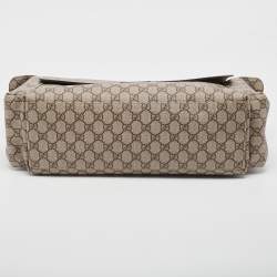 Pre Owned Gucci Beige/Black GG Supreme Canvas and Leather Diaper Messenger Bag