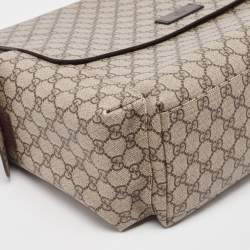 Pre Owned Gucci Beige/Black GG Supreme Canvas and Leather Diaper Messenger Bag