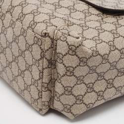 Pre Owned Gucci Beige/Black GG Supreme Canvas and Leather Diaper Messenger Bag