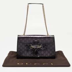 Pre Owned Gucci Purple Guccissima Patent Leather Medium Emily Chain Shoulder Bag