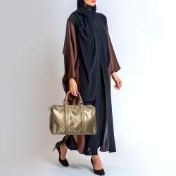 Pre Owned Gucci Gold GG Imprime Canvas and Leather Medium Joy Boston Bag