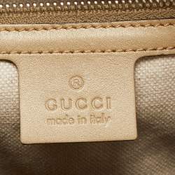 Pre Owned Gucci Gold GG Imprime Canvas and Leather Medium Joy Boston Bag