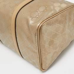 Pre Owned Gucci Gold GG Imprime Canvas and Leather Medium Joy Boston Bag