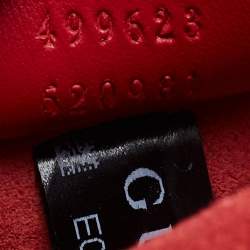 Pre Owned Gucci Beige/Red GG Supreme Canvas and Suede Small Rectangular Dionysus Shoulder Bag