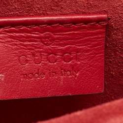 Pre Owned Gucci Beige/Red GG Supreme Canvas and Suede Small Rectangular Dionysus Shoulder Bag