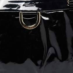 Pre Owned Gucci Black Patent Leather D Ring Tote