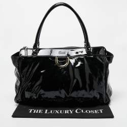 Pre Owned Gucci Black Patent Leather D Ring Tote