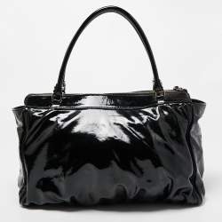 Pre Owned Gucci Black Patent Leather D Ring Tote