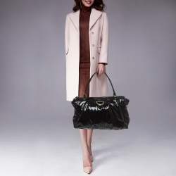 Pre Owned Gucci Black Patent Leather D Ring Tote