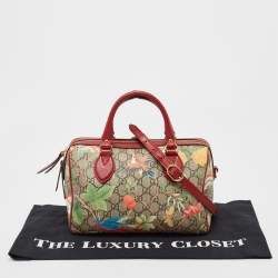 Pre Owned Gucci Multicolor GG Supreme Canvas and Leather Small Tian Boston Bag