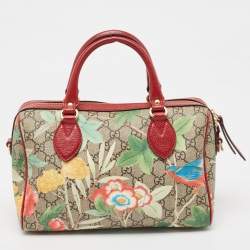 Pre Owned Gucci Multicolor GG Supreme Canvas and Leather Small Tian Boston Bag