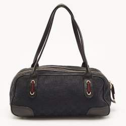 Pre Owned Gucci Black GG Canvas and Leather Princy Bag
