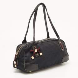 Pre Owned Gucci Black GG Canvas and Leather Princy Bag