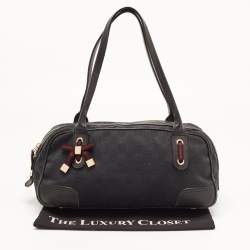 Pre Owned Gucci Black GG Canvas and Leather Princy Bag