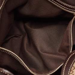 Pre Owned Gucci Beige/Ebony GG Canvas and Leather Bamboo Shoulder Bag