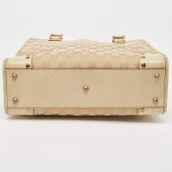 Pre Owned Gucci Beige/Cream GG Canvas and Leather Studded Tote