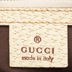 Pre Owned Gucci Beige/Cream GG Canvas and Leather Studded Tote