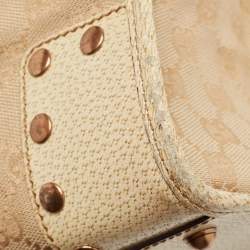 Pre Owned Gucci Beige/Cream GG Canvas and Leather Studded Tote