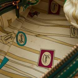 Gucci Beige/Green GG Canvas and Leather Wave Boston Bag