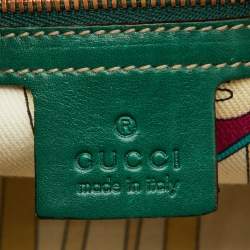 Gucci Beige/Green GG Canvas and Leather Wave Boston Bag