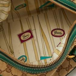 Gucci Beige/Green GG Canvas and Leather Wave Boston Bag