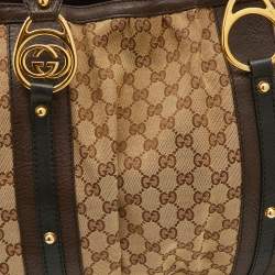Gucci Beige/Ebony GG Canvas and Leather Interlocking G Large Tote