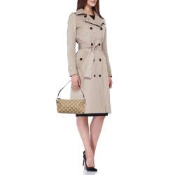 Pre Owned Gucci Beige/Brown GG Canvas and Leather Pochette Bag