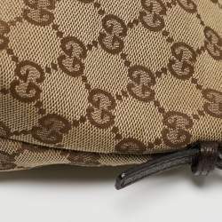 Pre Owned Gucci Beige/Brown GG Canvas and Leather Pochette Bag