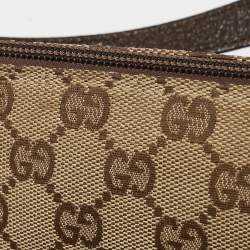 Pre Owned Gucci Beige/Brown GG Canvas and Leather Pochette Bag
