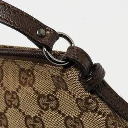 Pre Owned Gucci Beige/Brown GG Canvas and Leather Pochette Bag