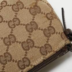 Pre Owned Gucci Beige/Brown GG Canvas and Leather Pochette Bag