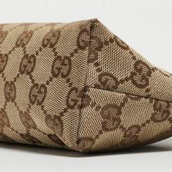 Pre Owned Gucci Beige/Brown GG Canvas and Leather Pochette Bag