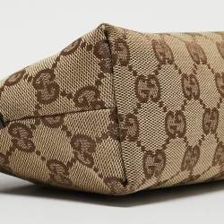 Pre Owned Gucci Beige/Brown GG Canvas and Leather Pochette Bag